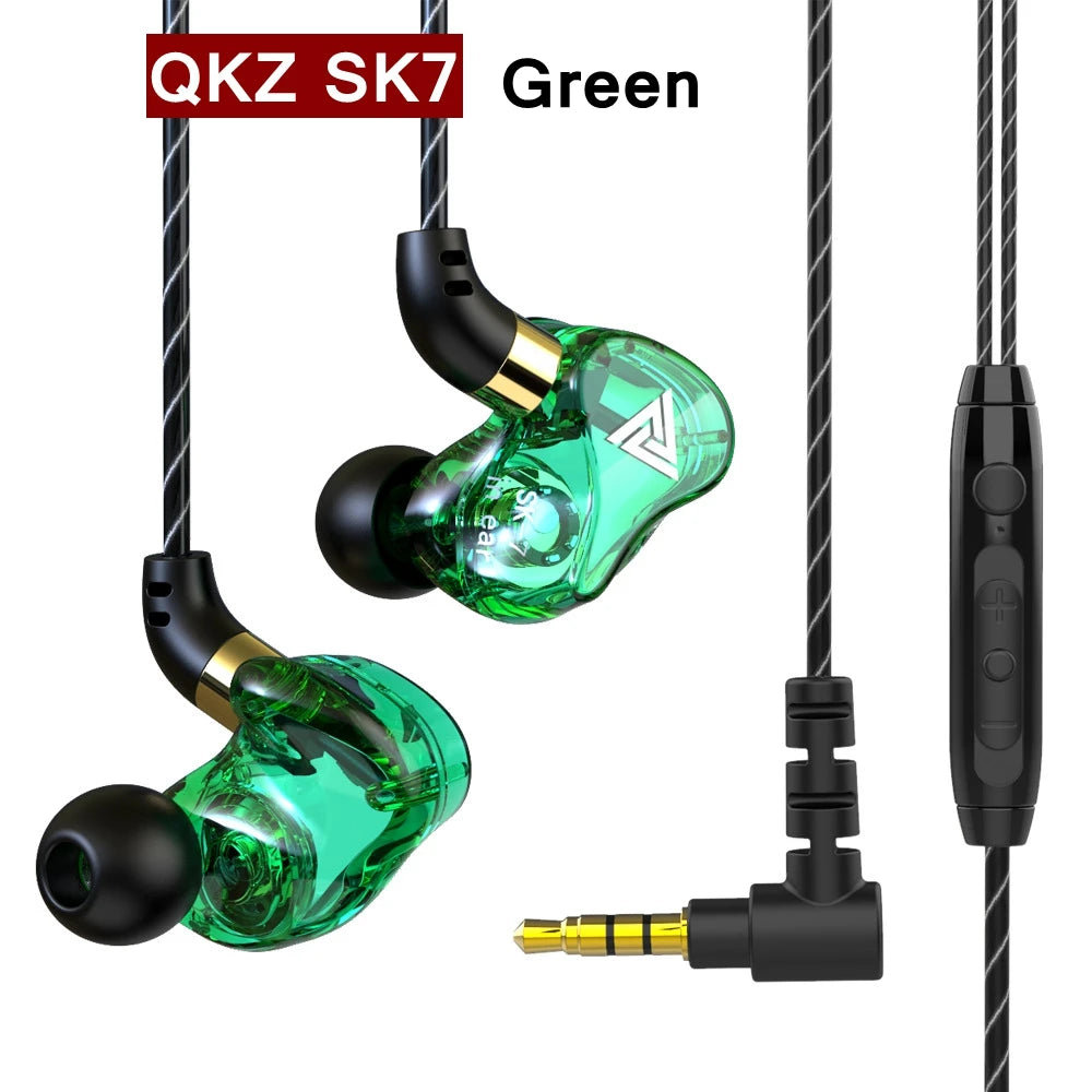 QKZ-auriculares AK6 SK7 con cable, dispositivo de audio con controlador de cobre, HiFi, con micrófono, deportivos, para correr, estéreo de graves, para música