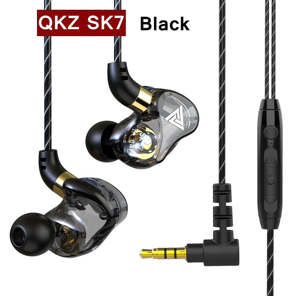 QKZ-auriculares AK6 SK7 con cable, dispositivo de audio con controlador de cobre, HiFi, con micrófono, deportivos, para correr, estéreo de graves, para música