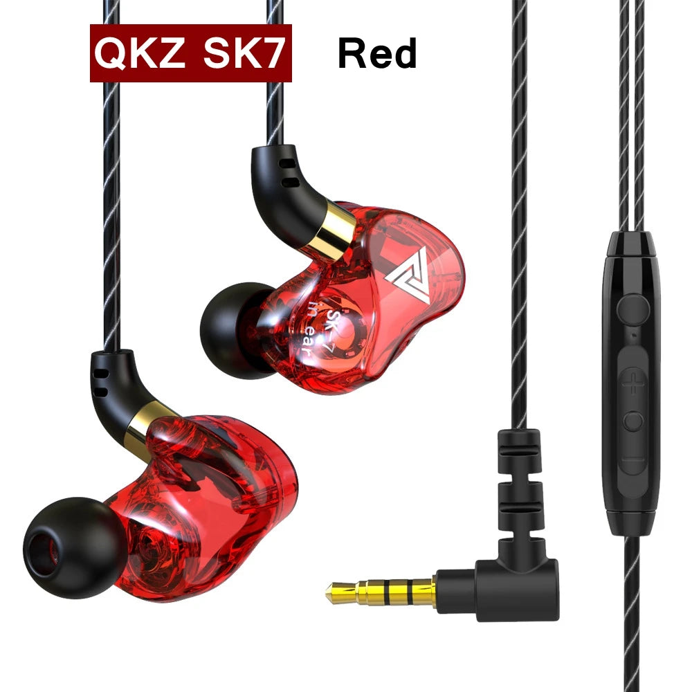 QKZ-auriculares AK6 SK7 con cable, dispositivo de audio con controlador de cobre, HiFi, con micrófono, deportivos, para correr, estéreo de graves, para música