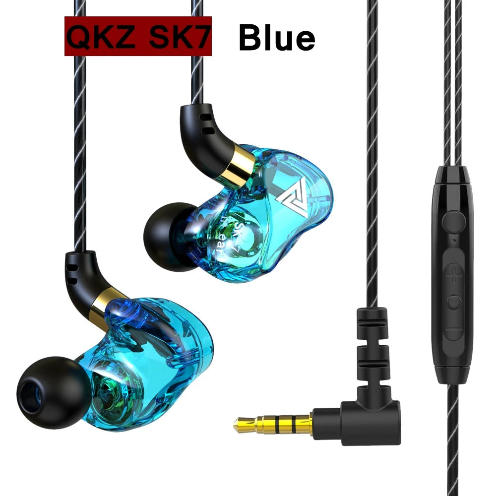 QKZ-auriculares AK6 SK7 con cable, dispositivo de audio con controlador de cobre, HiFi, con micrófono, deportivos, para correr, estéreo de graves, para música