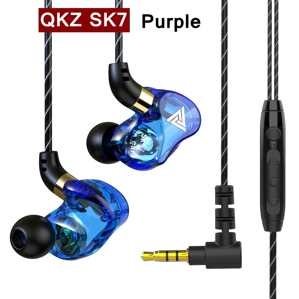 QKZ-auriculares AK6 SK7 con cable, dispositivo de audio con controlador de cobre, HiFi, con micrófono, deportivos, para correr, estéreo de graves, para música