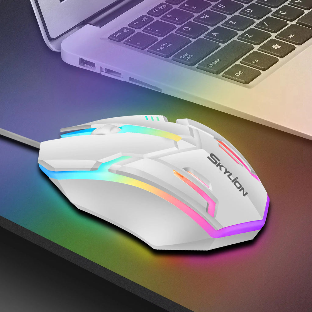 Ratón F1 con cable para juegos y oficina, periférico de 3 teclas con iluminación colorida para Microsoft Windows y Apple IOS