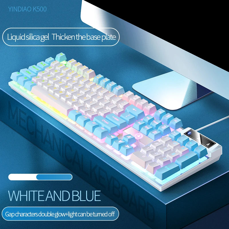 Teclado YINDIAO para juegos, escritorios para ordenador portátil con cable, accesorios de oficina para ordenador, teclados para jugadores de perfil bajo con teclado numérico