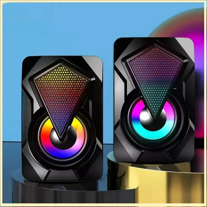 Nuevo altavoz de ordenador X2, portátil de escritorio iluminado, mini altavoz RGB con cable multimedia
