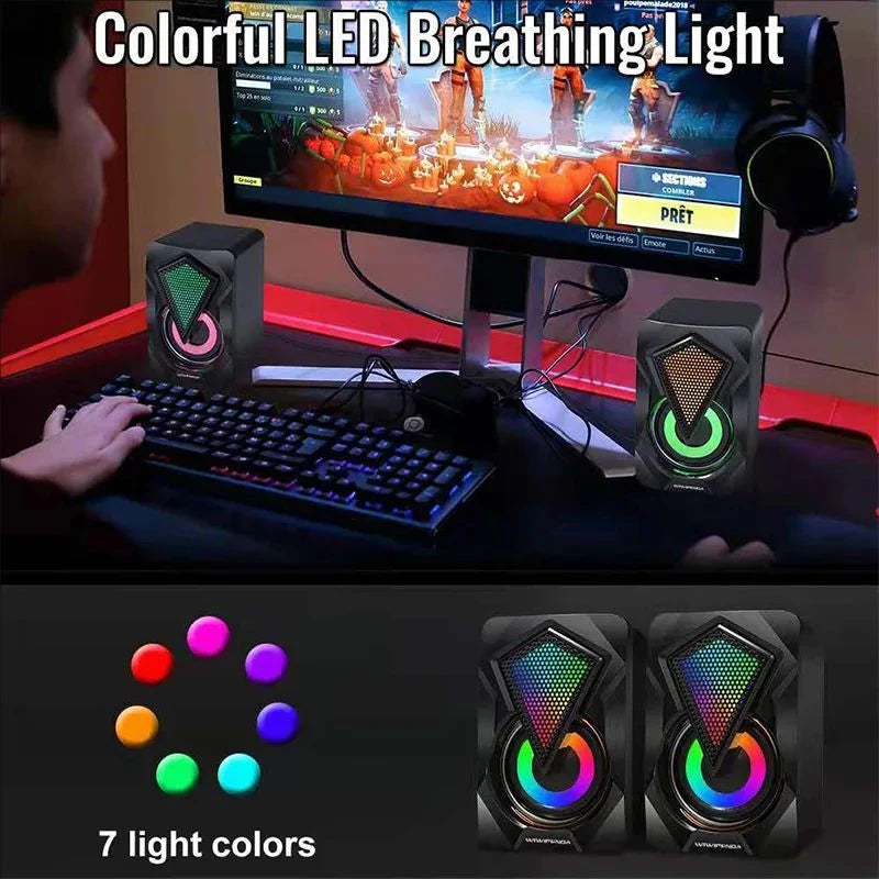 Nuevo altavoz de ordenador X2, portátil de escritorio iluminado, mini altavoz RGB con cable multimedia