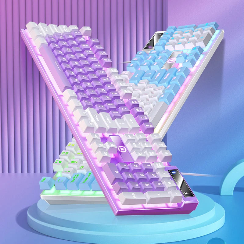 Teclado YINDIAO para juegos, escritorios para ordenador portátil con cable, accesorios de oficina para ordenador, teclados para jugadores de perfil bajo con teclado numérico