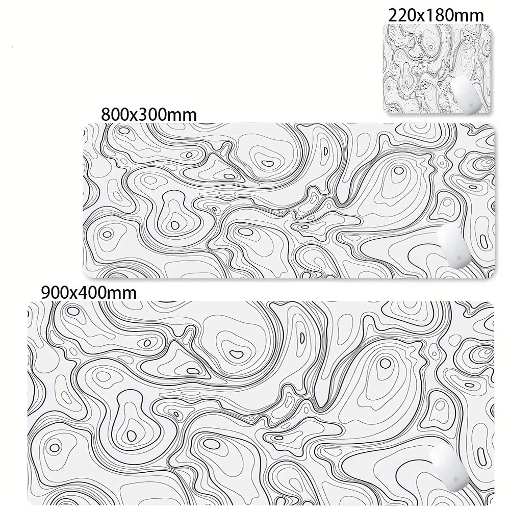 Alfombrilla de escritorio XXL, alfombrilla de ratón líquida Strata blanca y negra, alfombrilla de ratón abstracta grande, alfombrilla de escritorio para juegos con Lockedge, alfombra antideslizante para oficina