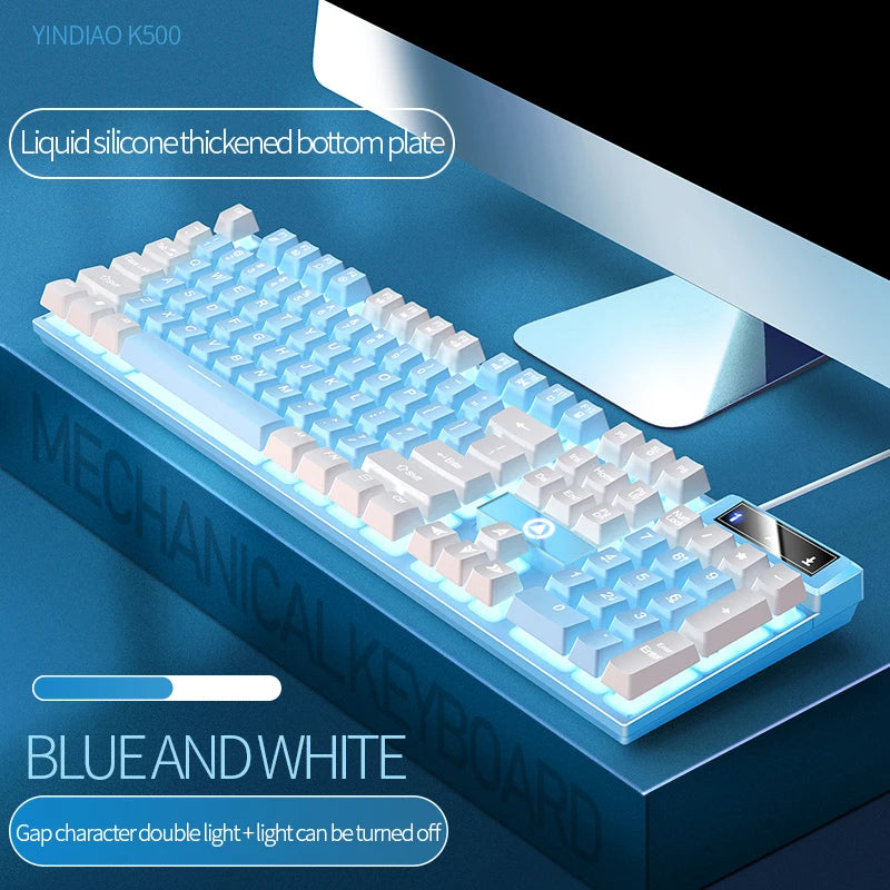 Teclado YINDIAO para juegos, escritorios para ordenador portátil con cable, accesorios de oficina para ordenador, teclados para jugadores de perfil bajo con teclado numérico