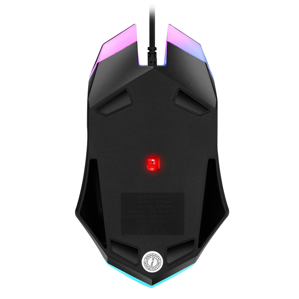 Ratón F1 con cable para juegos y oficina, periférico de 3 teclas con iluminación colorida para Microsoft Windows y Apple IOS