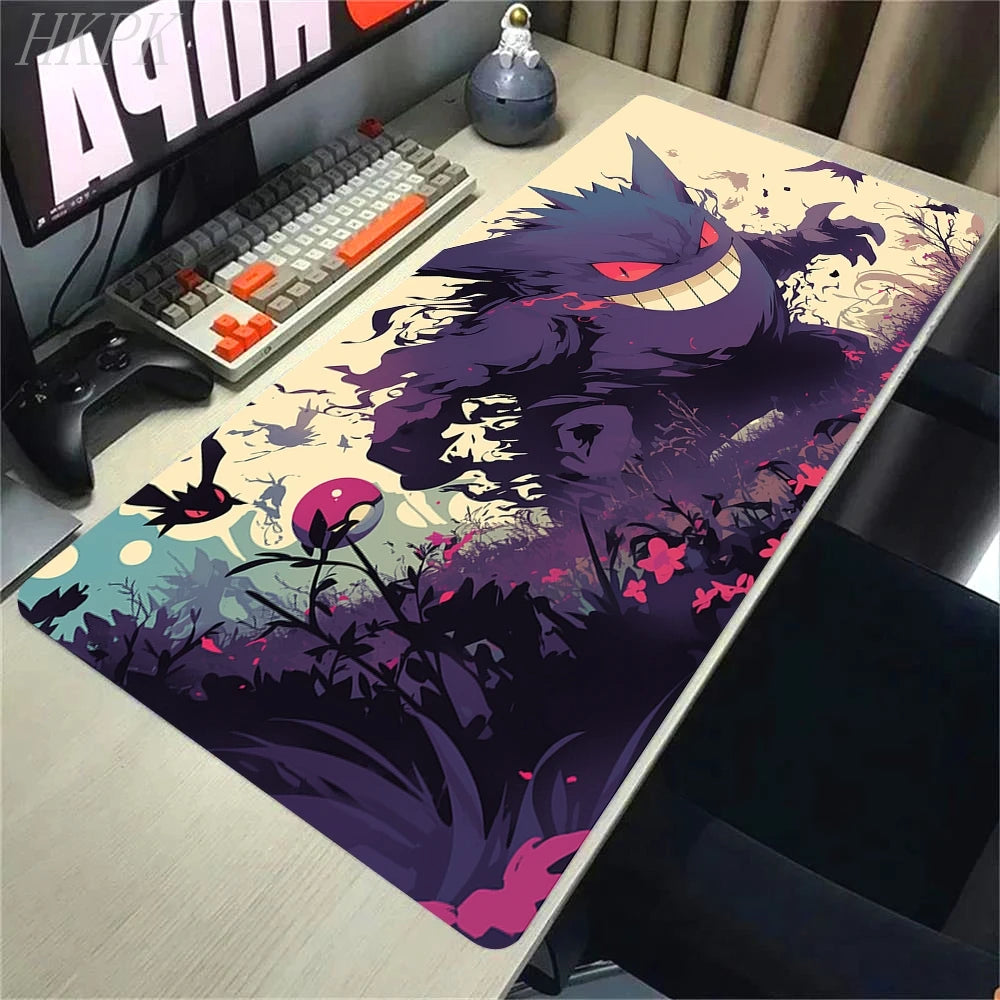 Alfombrilla de ratón P-Pokemon-Gengar Grande, alfombrilla de ratón grande para juegos, LockEdge, alfombrilla gruesa para teclado de ordenador, mesa y escritorio