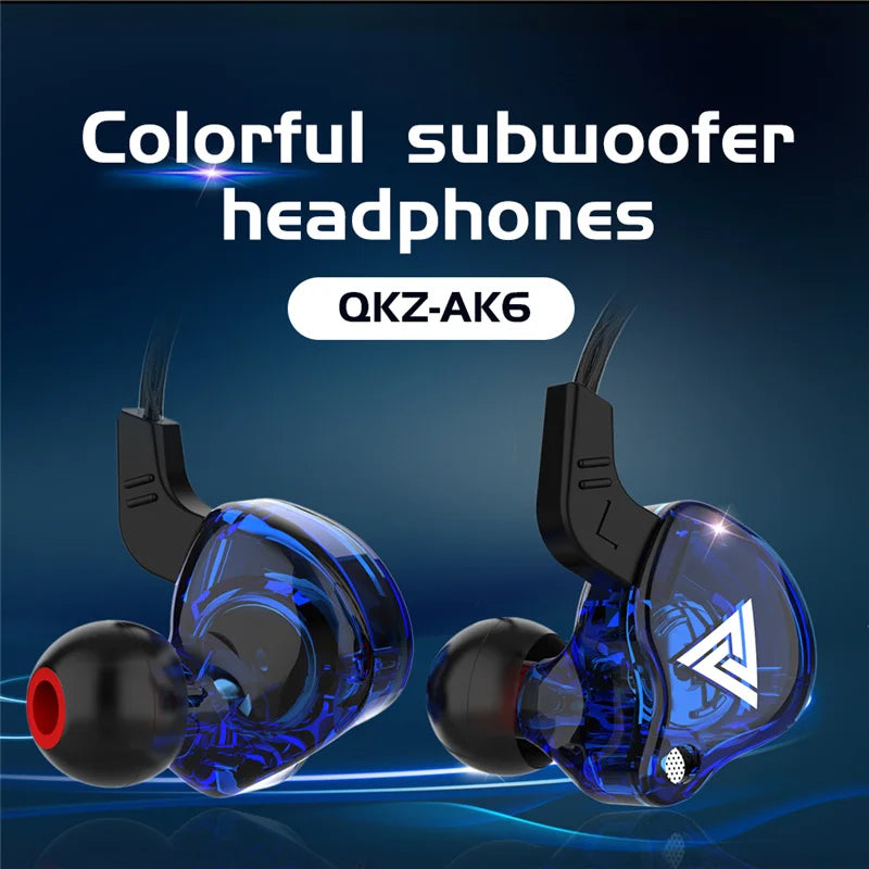 QKZ-auriculares AK6 con cable y controlador de cobre, cascos deportivos de 3,5 MM, estéreo de graves, con micrófono, para música
