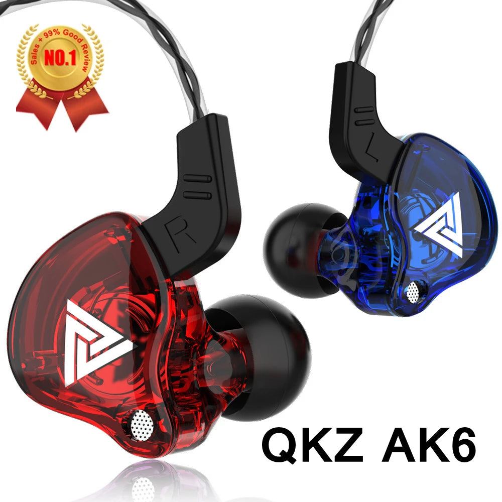 QKZ-auriculares AK6 SK7 con cable, dispositivo de audio con controlador de cobre, HiFi, con micrófono, deportivos, para correr, estéreo de graves, para música