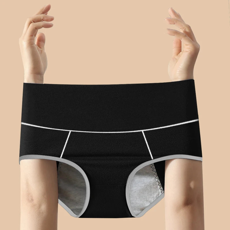 Bragas de cintura alta para mujer, pantalones menstruales a prueba de fugas, ropa interior de período ancho, calzoncillos femeninos de talla grande de algodón fisiológico, 4 Uds.
