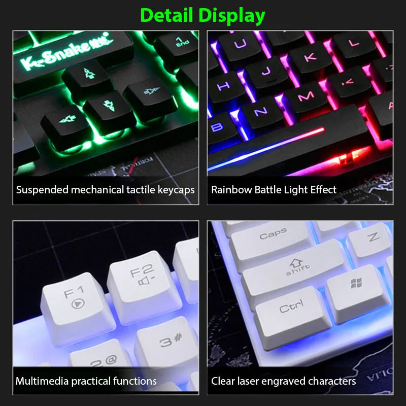 Juego de teclado y ratón KM320, teclado retroiluminado con juego luminoso resistente al agua