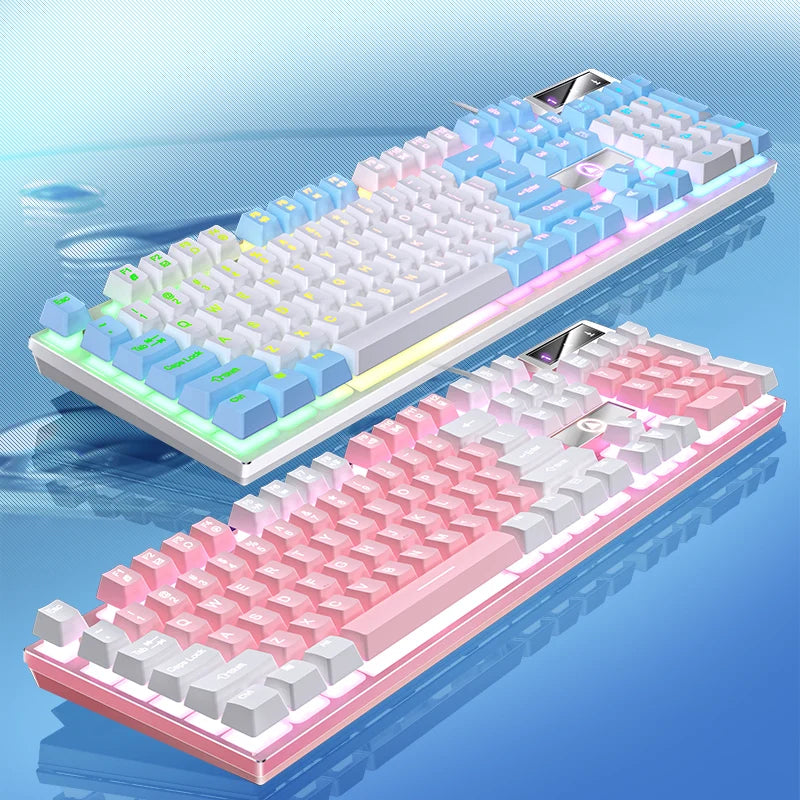 Teclado YINDIAO para juegos, escritorios para ordenador portátil con cable, accesorios de oficina para ordenador, teclados para jugadores de perfil bajo con teclado numérico