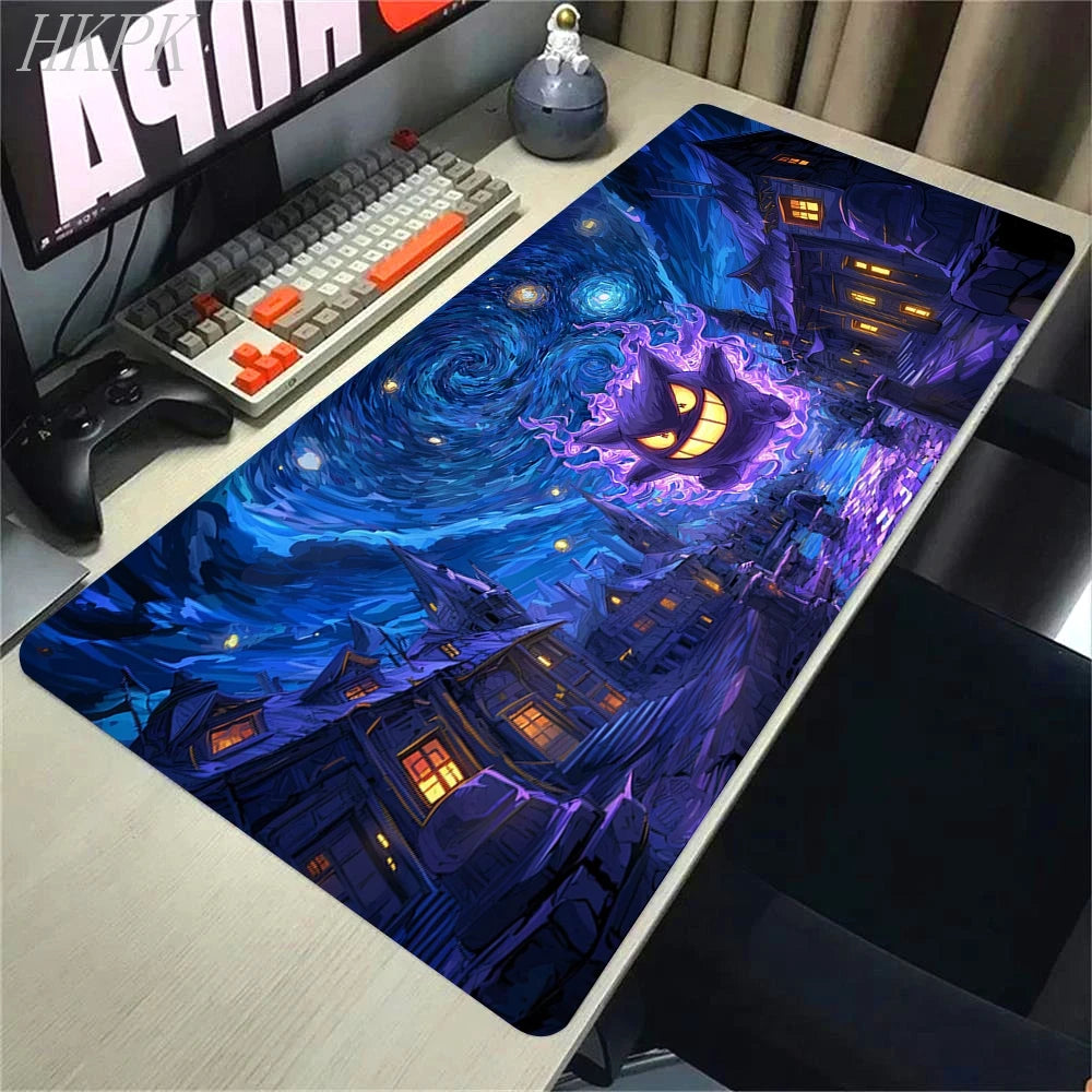 Alfombrilla de ratón P-Pokemon-Gengar Grande, alfombrilla de ratón grande para juegos, LockEdge, alfombrilla gruesa para teclado de ordenador, mesa y escritorio