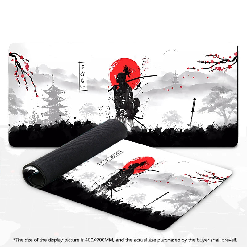 Alfombrilla de ratón Samurai Warrior, accesorios de ordenador para Gamer, alfombrilla para teclado y mesa, alfombrilla negra para ratón, accesorio de escritorio para ordenador portátil y juegos de empresa