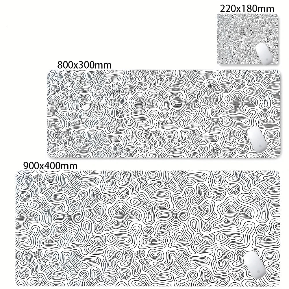 Alfombrilla de escritorio XXL, alfombrilla de ratón líquida Strata blanca y negra, alfombrilla de ratón abstracta grande, alfombrilla de escritorio para juegos con Lockedge, alfombra antideslizante para oficina