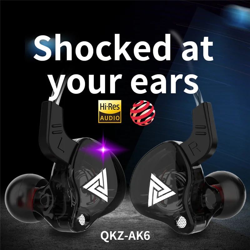 QKZ-auriculares AK6 con cable y controlador de cobre, cascos deportivos de 3,5 MM, estéreo de graves, con micrófono, para música