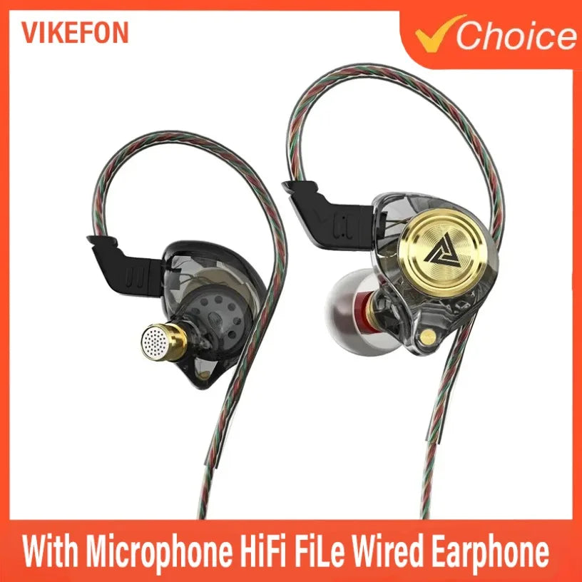 QKZ AK3 FiLe auriculares con cable con micrófono Monitor de música HiFi auriculares bajos auriculares con cancelación de ruido para auriculares deportivos para juegos