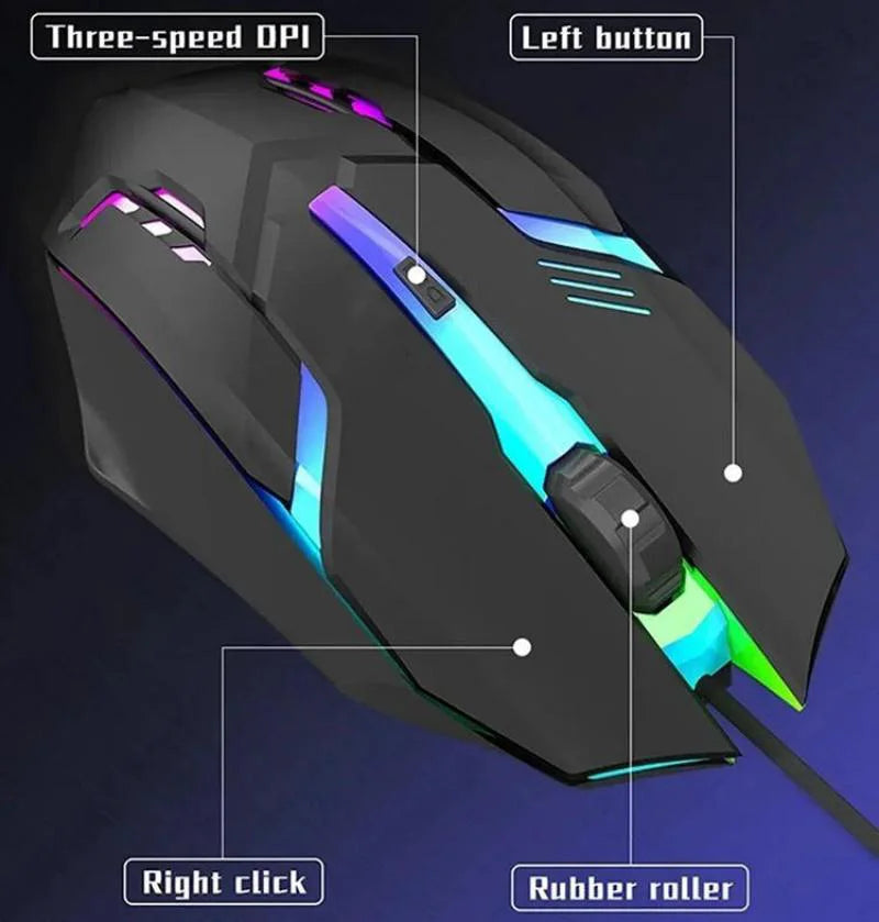 Último ratón para juegos ergonómico de alta calidad, adecuado para computadoras de escritorio y portátiles, ratón retroiluminado USB RGB de 4 botones
