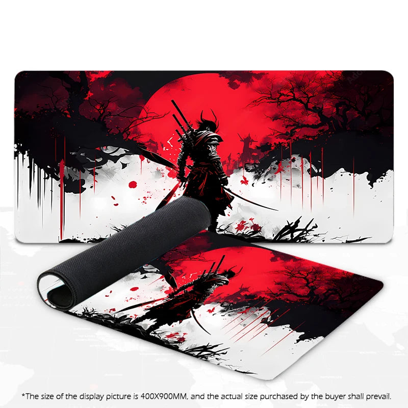 Alfombrilla de ratón Samurai Warrior, accesorios de ordenador para Gamer, alfombrilla para teclado y mesa, alfombrilla negra para ratón, accesorio de escritorio para ordenador portátil y juegos de empresa