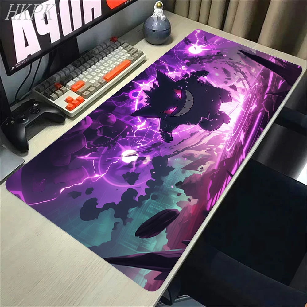 Alfombrilla de ratón P-Pokemon-Gengar Grande, alfombrilla de ratón grande para juegos, LockEdge, alfombrilla gruesa para teclado de ordenador, mesa y escritorio