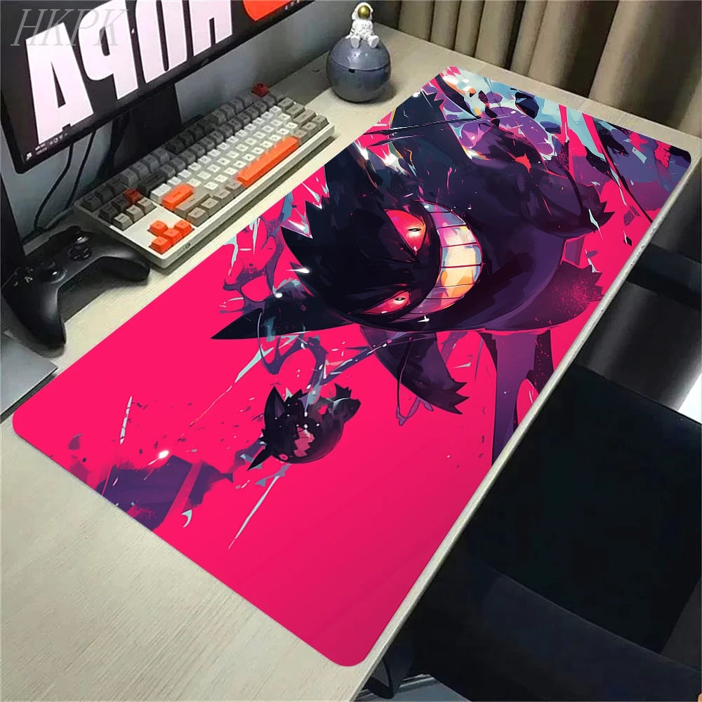 Alfombrilla de ratón P-Pokemon-Gengar Grande, alfombrilla de ratón grande para juegos, LockEdge, alfombrilla gruesa para teclado de ordenador, mesa y escritorio