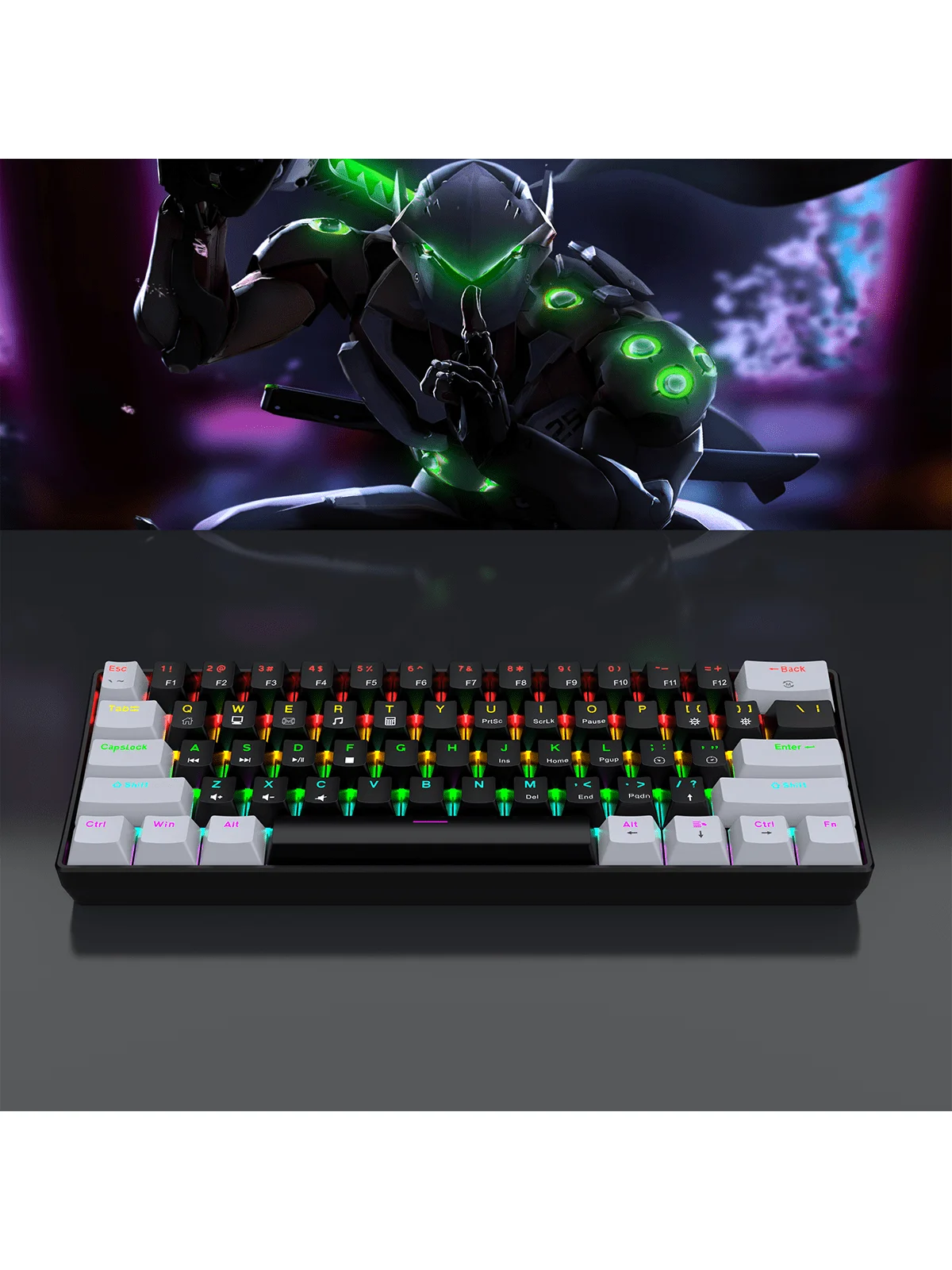 Teclado mecánico para juegos con cable 60%, minayout ultra compacto retroiluminado RGB para jugadores de PC/Mac y tipistas, diseño de viaje fácil