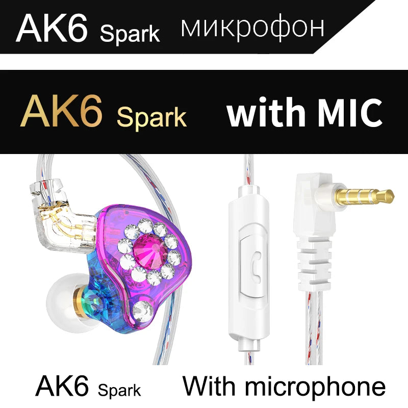 QKZ-auriculares AK6 con cable y controlador de cobre, cascos deportivos de 3,5 MM, estéreo de graves, con micrófono, para música