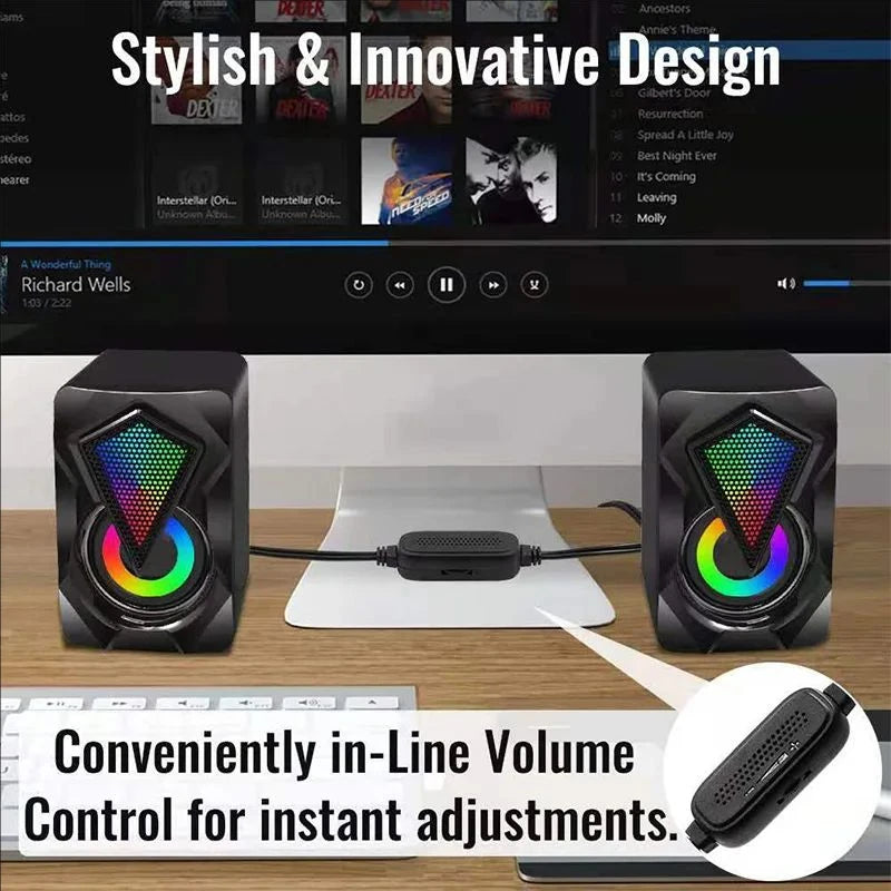 Nuevo altavoz de ordenador X2, portátil de escritorio iluminado, mini altavoz RGB con cable multimedia
