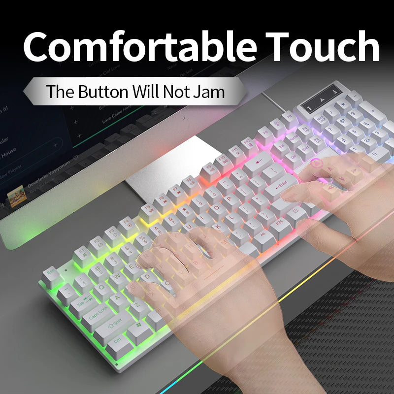 Teclado YINDIAO para juegos, escritorios para ordenador portátil con cable, accesorios de oficina para ordenador, teclados para jugadores de perfil bajo con teclado numérico
