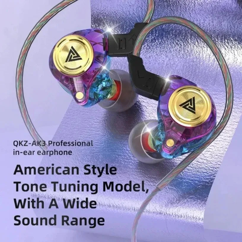 QKZ AK3 FiLe auriculares con cable con micrófono Monitor de música HiFi auriculares bajos auriculares con cancelación de ruido para auriculares deportivos para juegos