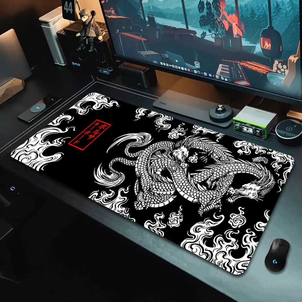Alfombrilla de ratón grande de dragón japonés para juegos, teclado XXL, alfombrilla de ratón para jugadores en la mesa, alfombrilla de escritorio de velocidad, alfombrillas de ratón de Anime 900x400 700X300