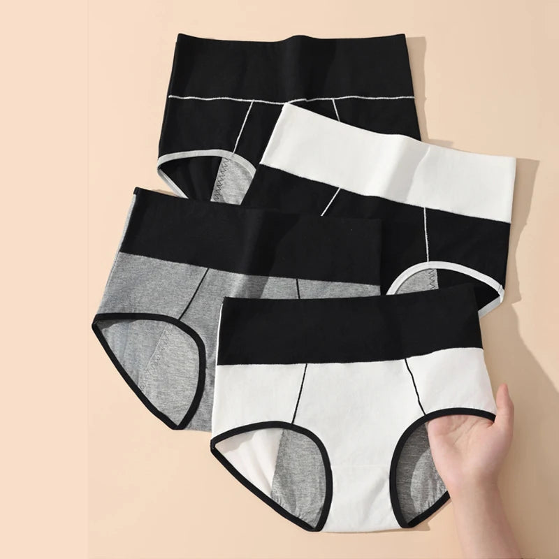 Bragas de cintura alta para mujer, pantalones menstruales a prueba de fugas, ropa interior de período ancho, calzoncillos femeninos de talla grande de algodón fisiológico, 4 Uds.
