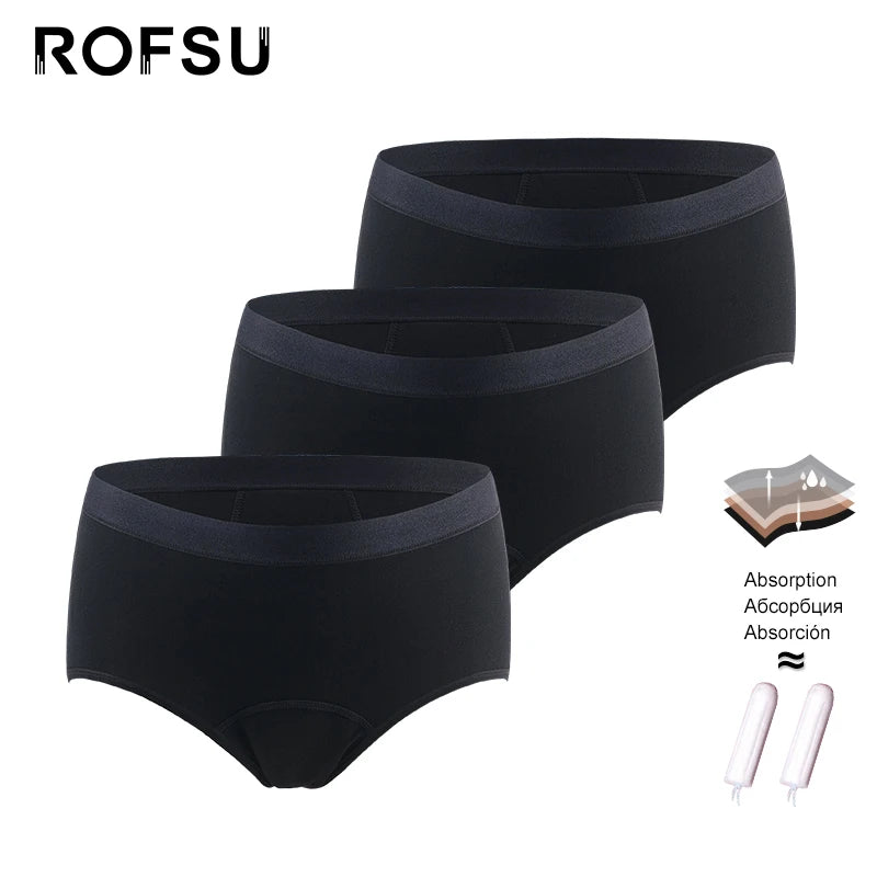 3 uds bragas de período menstrual para mujer, ropa interior a prueba de fugas de algodón de fibra de bambú de 4 capas para bragas absorbentes de incontinencia femenina