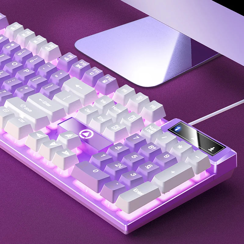 Teclado YINDIAO para juegos, escritorios para ordenador portátil con cable, accesorios de oficina para ordenador, teclados para jugadores de perfil bajo con teclado numérico