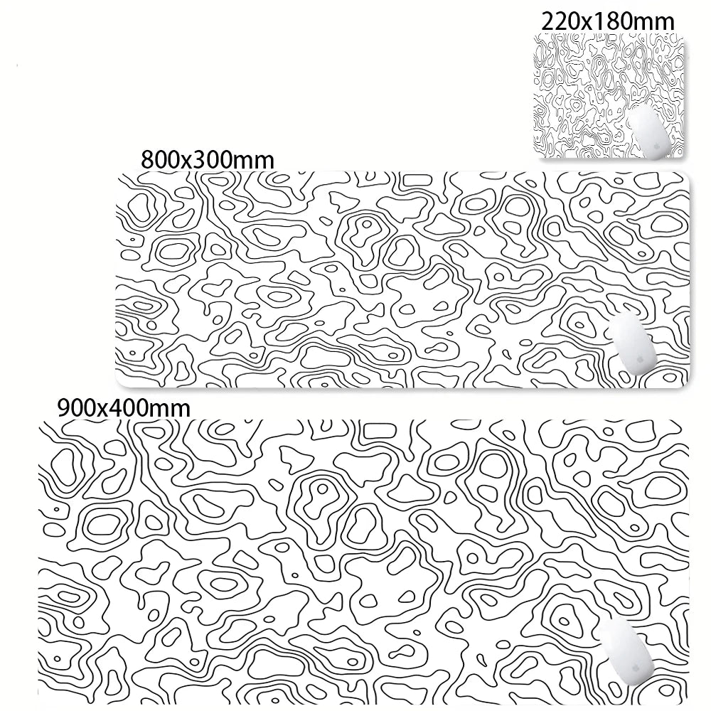 Alfombrilla de escritorio XXL, alfombrilla de ratón líquida Strata blanca y negra, alfombrilla de ratón abstracta grande, alfombrilla de escritorio para juegos con Lockedge, alfombra antideslizante para oficina