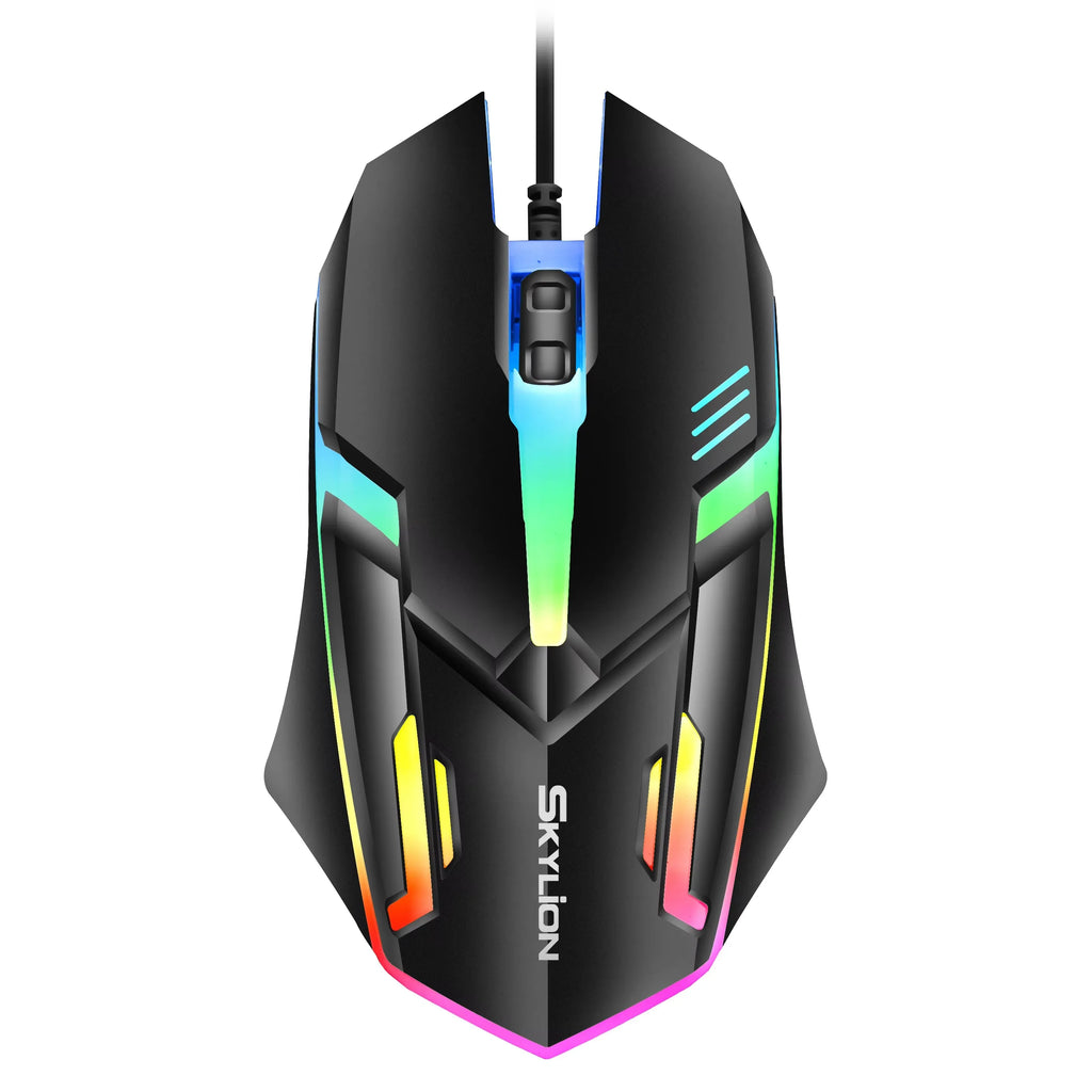 Ratón F1 con cable para juegos y oficina, periférico de 3 teclas con iluminación colorida para Microsoft Windows y Apple IOS