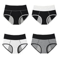 Bragas de cintura alta para mujer, pantalones menstruales a prueba de fugas, ropa interior de período ancho, calzoncillos femeninos de talla grande de algodón fisiológico, 4 Uds.