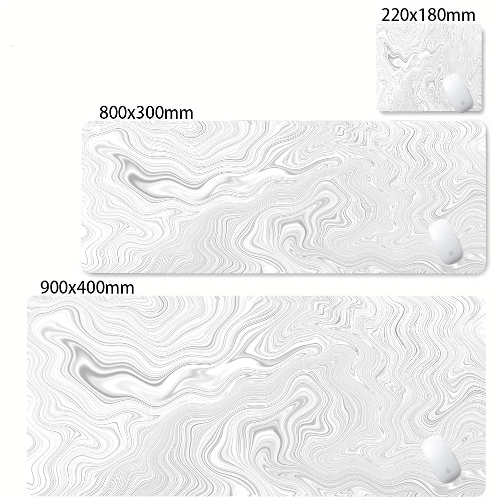 Alfombrilla de escritorio XXL, alfombrilla de ratón líquida Strata blanca y negra, alfombrilla de ratón abstracta grande, alfombrilla de escritorio para juegos con Lockedge, alfombra antideslizante para oficina